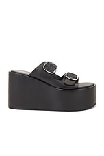 Coperni Buckle Wedge Sandal in Black, view 1, click to view large image.