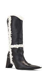 Coperni Bridge Cowboy Boot in Black & Off White, view 2, click to view large image.