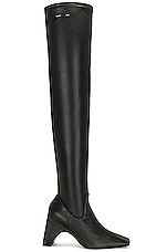 Coperni Stretch Thigh High Boots in Black, view 1, click to view large image.