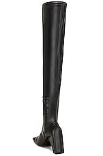Coperni Stretch Thigh High Boots in Black, view 3, click to view large image.