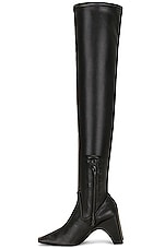Coperni Stretch Thigh High Boots in Black, view 5, click to view large image.