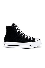 Converse Chuck Taylor All Star Platform Hi Tops Canvas in Black, White, White, view 1, click to view large image.