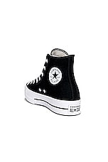 Converse Chuck Taylor All Star Platform Hi Tops Canvas in Black, White, White, view 3, click to view large image.