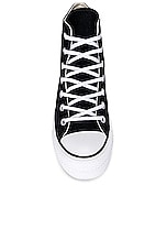 Converse Chuck Taylor All Star Platform Hi Tops Canvas in Black, White, White, view 4, click to view large image.