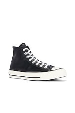 Converse Chuck 70 Leather in Black, White, & Egret, view 2, click to view large image.