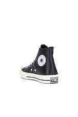 Converse Chuck 70 Leather in Black, White, & Egret, view 3, click to view large image.