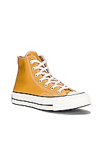 Converse Chuck 70 Canvas High Tops in Sunflower, Black, & Egret, view 2, click to view large image.