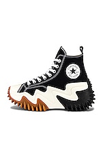 Converse Run Star Motion Hi Sneaker in Black, White, & Gum Honey, view 5, click to view large image.