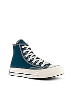 Converse Chuck 70 Hi Tops in Teal Universe, Egret, Black, view 2, click to view large image.