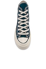 Converse Chuck 70 Hi Tops in Teal Universe, Egret, Black, view 4, click to view large image.
