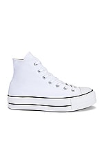 Converse Chuck Taylor All Star Platform Canvas High Tops in White & Black, view 1, click to view large image.