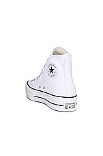 Converse Chuck Taylor All Star Platform Canvas High Tops in White & Black, view 3, click to view large image.