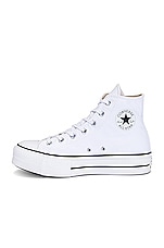 Converse Chuck Taylor All Star Platform Canvas High Tops in White & Black, view 5, click to view large image.