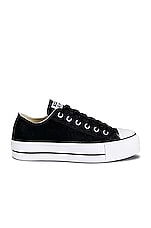 Converse Chuck Taylor All Star Platform Canvas Low Tops in Black & White, view 1, click to view large image.