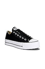 Converse Chuck Taylor All Star Platform Canvas Low Tops in Black & White, view 2, click to view large image.