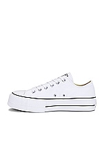 Converse Chuck Taylor All Star Platform Canvas Low Tops in White & Black, view 5, click to view large image.