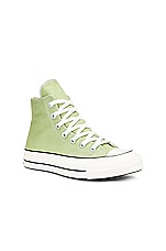Converse Chuck 70 High Tops in Vitality Green, Egret, & Black, view 2, click to view large image.