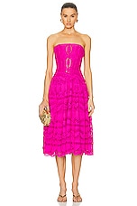Charo Ruiz Ibiza Galik Midi Dress in Hot Pink, view 1, click to view large image.