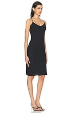 Cou Cou Intimates The Midi Slip Dress in Black, view 2, click to view large image.