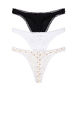Cou Cou Intimates The 3 Pack Thong in Black, White, & English Rose, view 2, click to view large image.