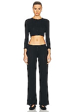Cou Cou Intimates The Cropped Cardi in Black, view 4, click to view large image.