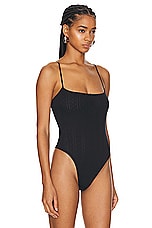 Cou Cou Intimates The Pointelle Bodysuit in Black, view 3, click to view large image.