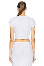 Cou Cou Intimates The Cropped Baby Tee in White Pointelle, view 3, click to view large image.