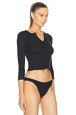 Cou Cou Intimates The Baby Henley Top in Black, view 2, click to view large image.