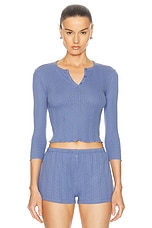 Cou Cou Intimates The Baby Henley Top in French Blue, view 1, click to view large image.