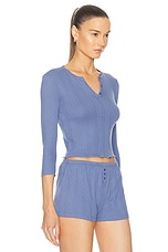 Cou Cou Intimates The Baby Henley Top in French Blue, view 2, click to view large image.