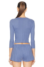 Cou Cou Intimates The Baby Henley Top in French Blue, view 3, click to view large image.