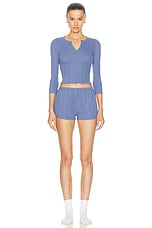 Cou Cou Intimates The Baby Henley Top in French Blue, view 4, click to view large image.