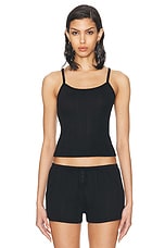 Cou Cou Intimates The Regular Picot Tank Top in Black, view 1, click to view large image.