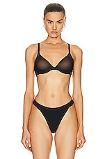 CUUP Mesh Plunge Bra in Black, view 1, click to view large image.