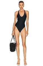 CUUP Plunge One Piece Swimsuit in Black, view 1, click to view large image.