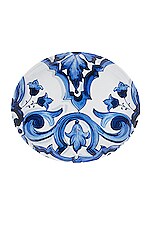 Dolce & Gabbana Casa Mediterraneo Fiore Oval Serving Plate in Blue & White, view 1, click to view large image.