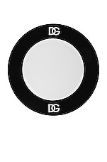 Dolce & Gabbana Casa Set Of 2 Logo Dessert Plates in Black & White, view 1, click to view large image.