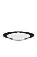 Dolce & Gabbana Casa Set Of 2 Logo Dessert Plates in Black & White, view 2, click to view large image.