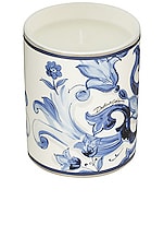 Dolce & Gabbana Casa Mediterraneo Ceramic Sicilian Neroli &amp; Lemon Scented Candle in Blue & White, view 3, click to view large image.