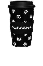 Dolce & Gabbana Casa Logo Mug With Lid in Black & White, view 1, click to view large image.