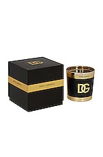 Dolce & Gabbana Casa Logo Sicilian Thyme Scented Candle in Black & Gold, view 2, click to view large image.