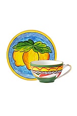 Dolce & Gabbana Casa Carretto Lemon Espresso Cup And Saucer Set in Multi, view 1, click to view large image.