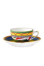 Dolce & Gabbana Casa Carretto Lemon Espresso Cup And Saucer Set in Multi, view 2, click to view large image.