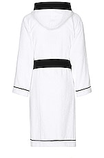 Dolce & Gabbana Casa Logo Hooded Bathrobe in Black & White, view 2, click to view large image.