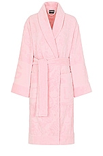 Dolce & Gabbana Casa Logo Jacquard Bathrobe in Pink, view 1, click to view large image.