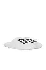 Dolce & Gabbana Casa Logo Terrycloth Slippers in Black & White, view 2, click to view large image.