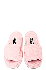 Dolce & Gabbana Casa Logo Jacquard Slippers in Pink, view 4, click to view large image.