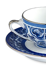 Dolce & Gabbana Casa Fiore Piccolo Espresso Cup And Saucer Set in Blue Mediterraneo, view 3, click to view large image.