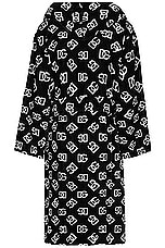 Dolce & Gabbana Casa All Over Dg Logo Hooded Bathrobe in Black, view 2, click to view large image.