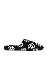 Dolce & Gabbana Casa All Over Dg Logo Slippers in Black, view 1, click to view large image.